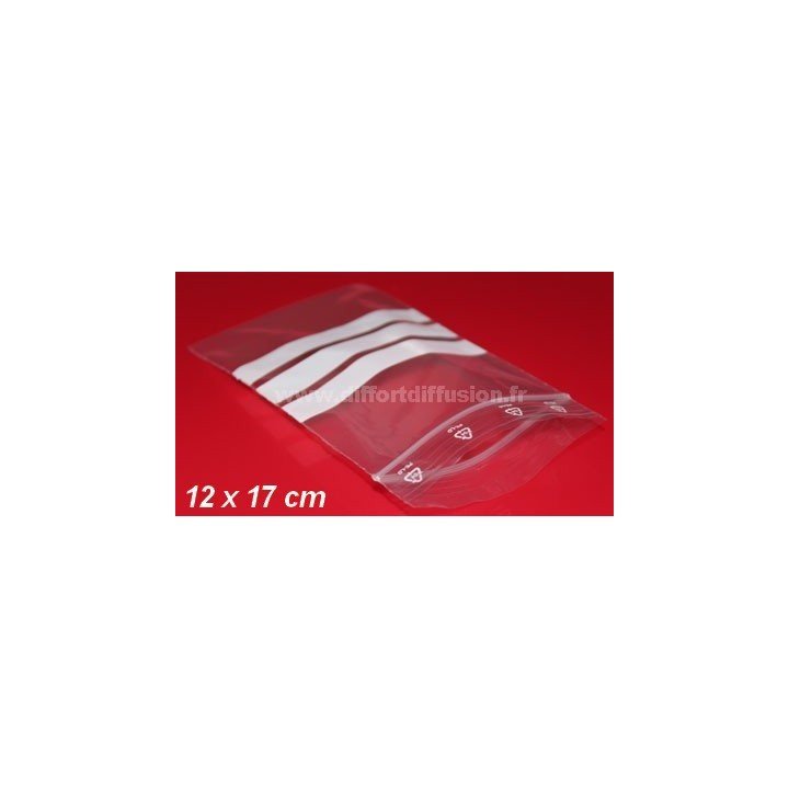 1000 sachets plastiques Zip 120x170 mm avec bandes blanches DIFFORT DIFFUSION - 1