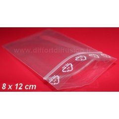 1000 sachets plastiques Zip 80x120 mm (sans trou de suspension)
