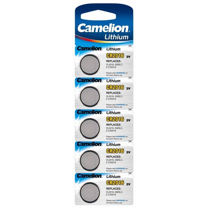 Lot de 5 piles lithium CR-2016 Camelion 